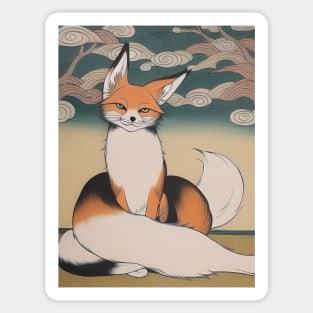 ukiyo-e fox design Sticker